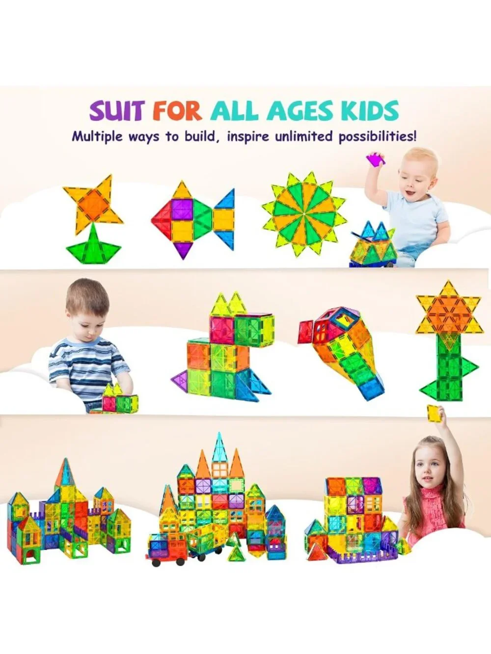 120Pcs Magnetic Building Blocks Set - 3D Construction Toys for Kids Ages 3-8